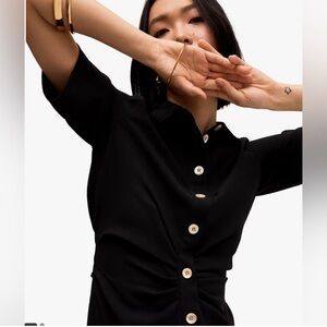 Kate Spade Black Midi Dress with White Buttons